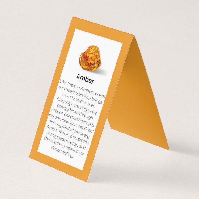 Amber Crystal Meaning Jewellery Display Card (Front)
