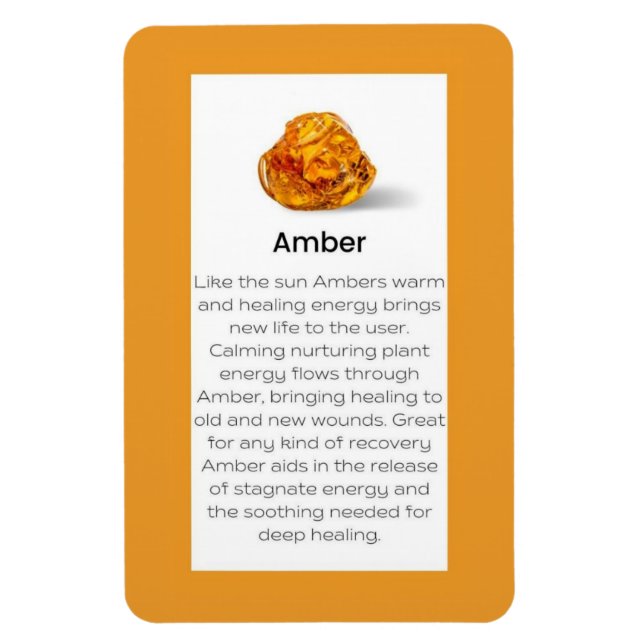 Amber Crystal Meaning Jewellery Gemstone Sign Magnet (Vertical)