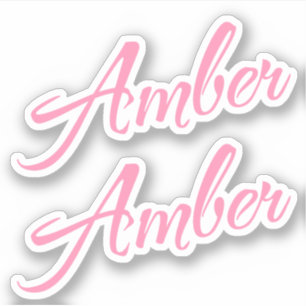 Amber Decorative Name in Pink x2 Sticker