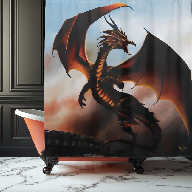 Amber Dragon Fantasy Shower Curtain (Creator Uploaded)
