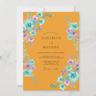 Amber Dusty Lavender Painted Wedding Invitation