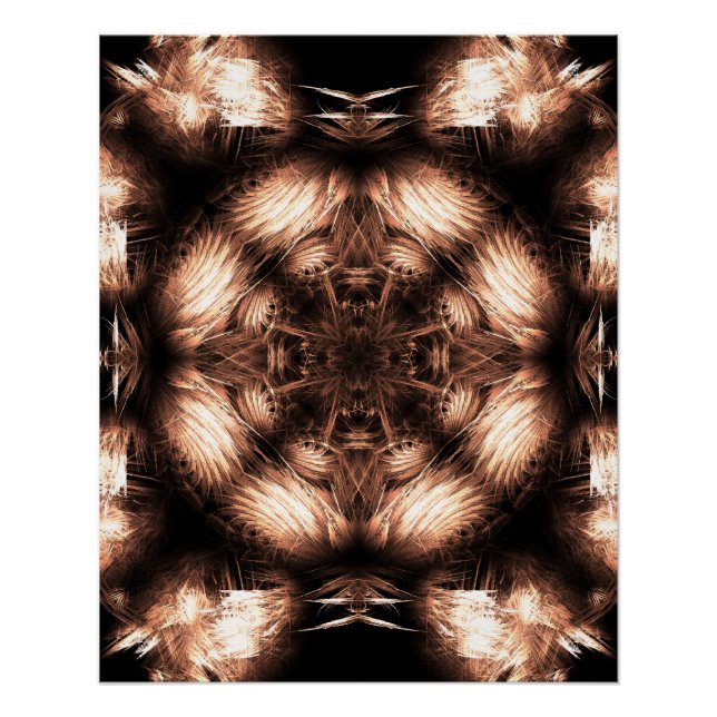 Amber Energy Mandala Fractal Art Poster (Front)