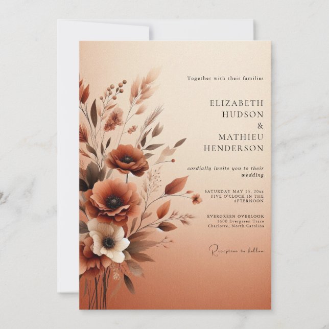 Amber Ethereal Bloom Wedding Invitation (Front)