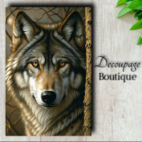 Amber Eye Wolf Forest Gaze Decoupage
