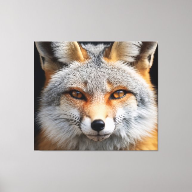 Amber Eyes Fox Art - Photorealism Digital Painting Canvas Print (Front)