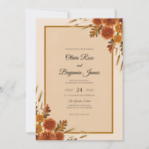Amber Fall Marigold Eucalyptus Wedding Invitation