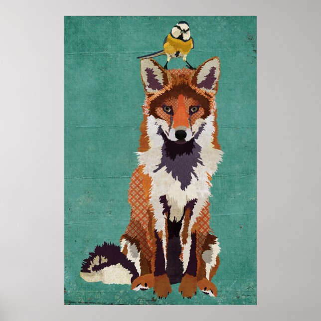 Amber Fox & Little Bird Art Poster (Front)