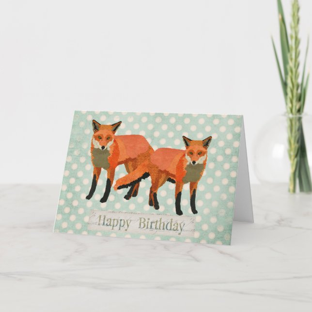 Amber Foxes Birthday Card (Front)