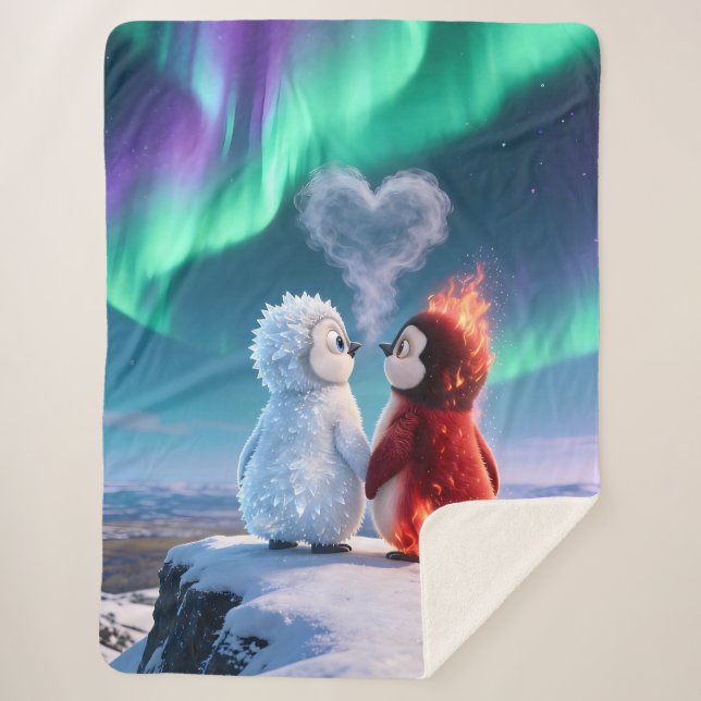 Amber & Frosty Aurora Magic Penguin Blanket (Front)