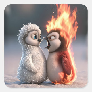 Amber & Frosty Tiny Penguins Big Feelings Square Sticker