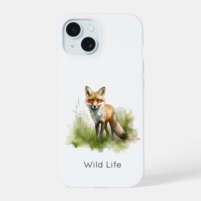 Amber Gaze: Meadow Fox, custom iPhone 15 Case (Back)
