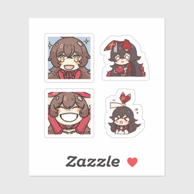 Amber Genshin Impact 4 Pack Sticker Sheet (Sheet)