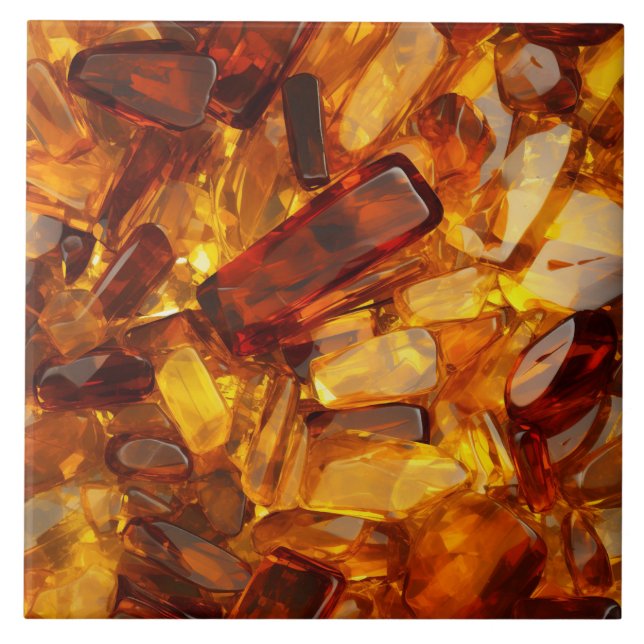 Amber Glass Crystals, Yellow and Orange Tile (Front)