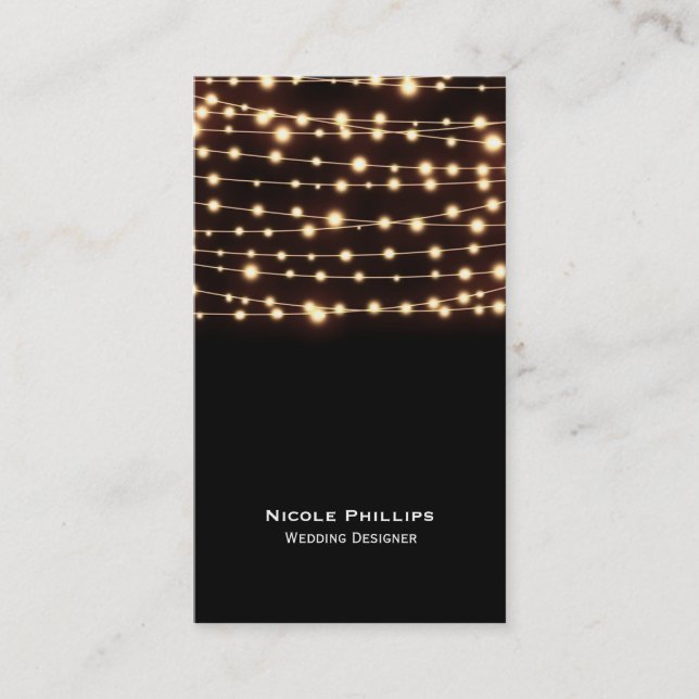 Amber Glow String Lights Elegant Business Card (Front)