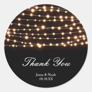Amber Glow String Lights Rustic Wedding Sticker