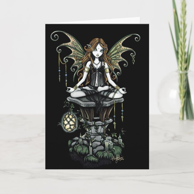 "Amber" Gothic Lotus Nature Faerie Art Card (Front)