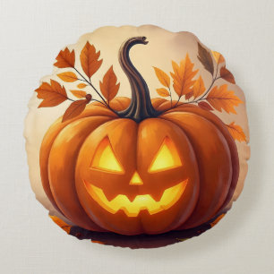 Amber Gourd Glow Elegant Autumn Throw Pillow