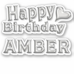 Amber Happy Birthday silver Sticker