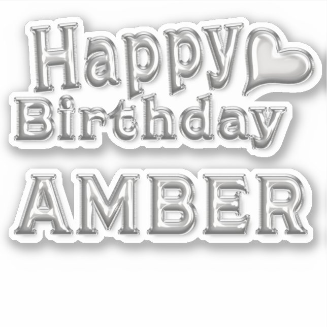 Amber Happy Birthday silver Sticker (Front)