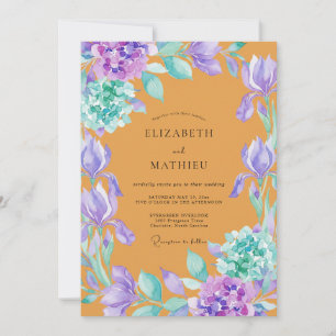 Amber Iris Purple Eucalyptus Wedding Invitation