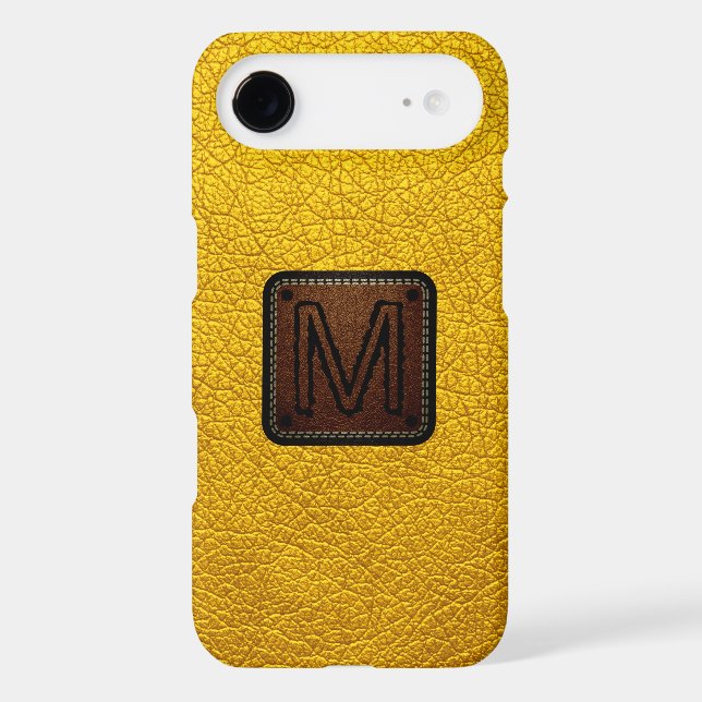 Amber Leather Look Monogram Case-Mate iPhone Case (Back)