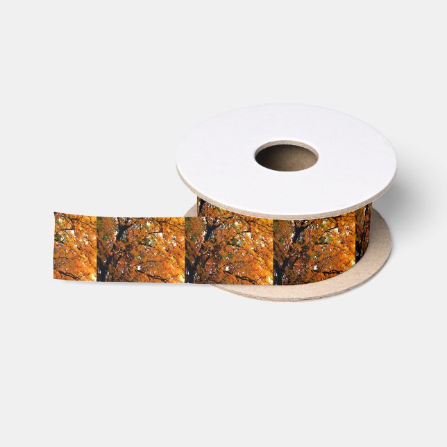 Amber Leaves of Fall Satin Ribbon (Spool)