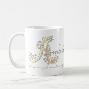 Amber letter A name meaning monogram mug