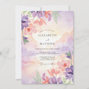 Amber Lilac Painted Wedding Invitation