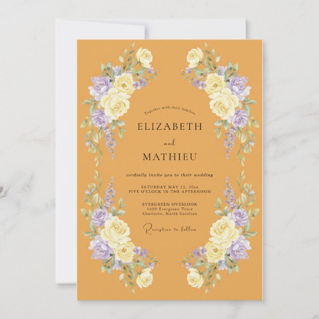 Amber Lilac Petal Wedding Invitation (Front)