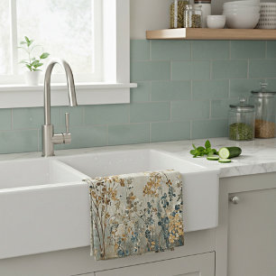 Amber meadow floral tea towel