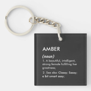 Amber name, Editable name, Custom name Key Ring