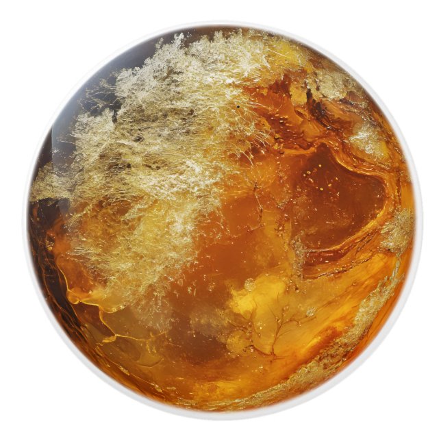 Amber Nature Pattern Ceramic Knob (Front)