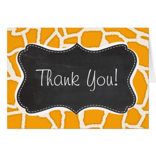 Amber Orange Giraffe Animal Print; Chalkboard Card