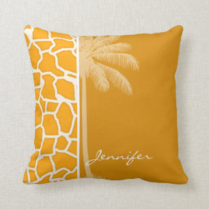 Amber Orange Giraffe Animal Print; Palm Cushion
