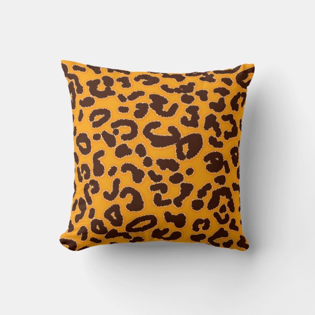 Amber Orange Leopard "animal print" Cushion (Front)