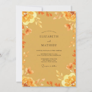 Amber Orange Petal Wedding Invitation