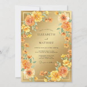 Amber Painted Gold Wedding Invitation