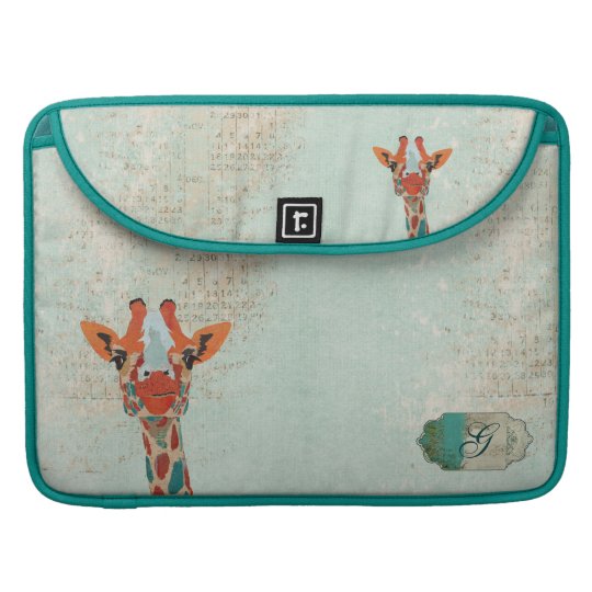 Amber Peeking Giraffe Monogram Macbook Sleeve