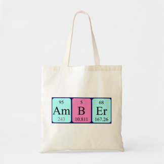 Amber periodic table name tote bag