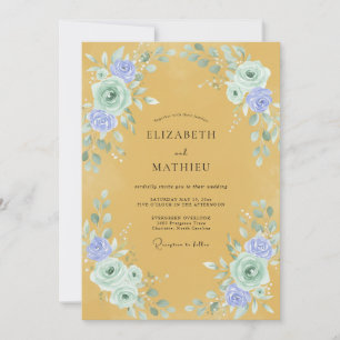 Amber Periwinkle Wildflower Wedding Invitation