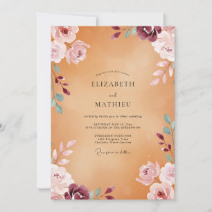 Amber Plum Petal Wedding Invitation