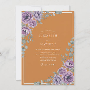 Amber Purple Leaf Wedding Invitation