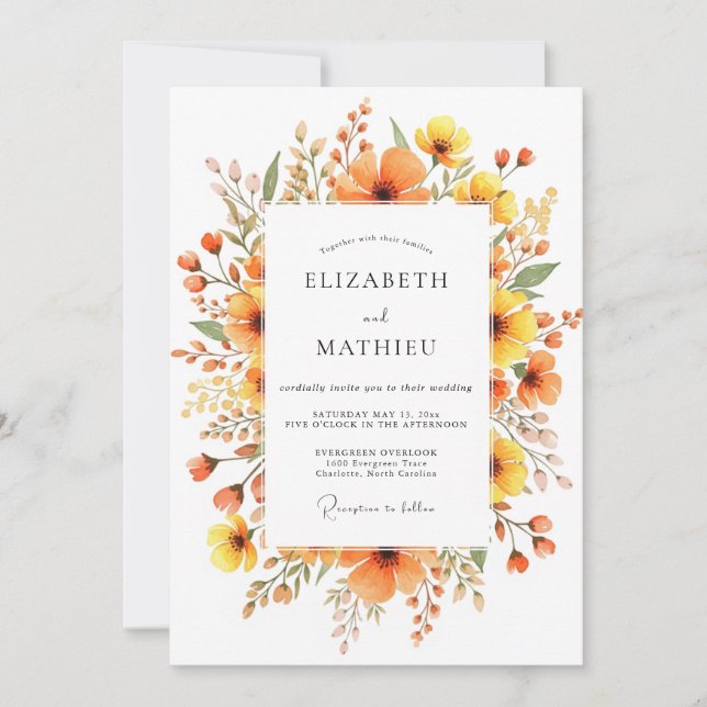 Amber Radiant Meadow Wedding Invitation (Front)