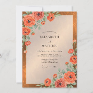 Amber Ranunculus Eucalyptus Wedding Invitation