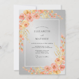 Amber Ranunculus Muted Eucalyptus Wedding Invitation