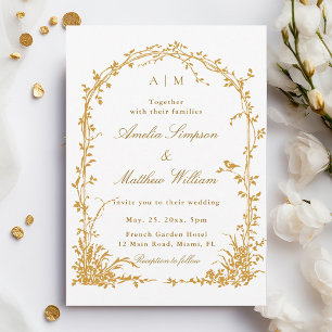 Amber Romantic Botanical Arch Garden Fall Wedding Invitation