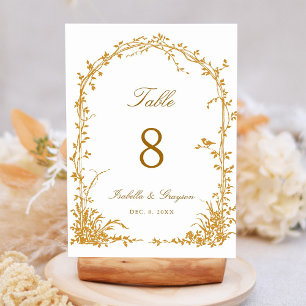 Amber Romantic Botanical Arch Garden Wedding Table Number