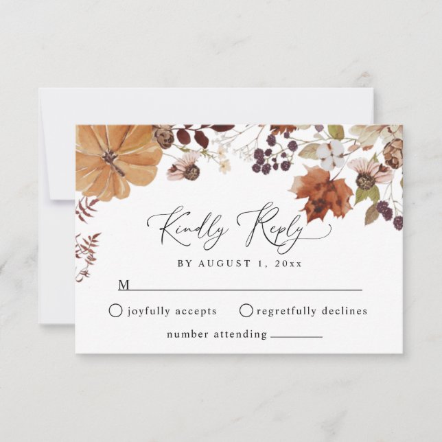 AMBER rustic fall pumpkin RSVP card (Front)