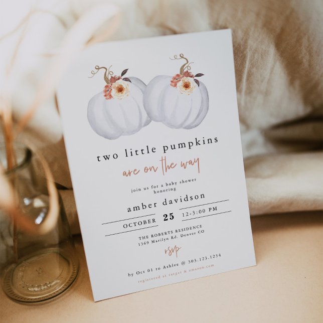 AMBER Rustic Two Little Pumpkins Twin Baby Shower Invitation (Creator Uploaded)