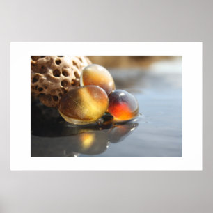Amber Sea glass Poster